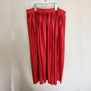 Topshop Red Pleated Maxi Skirt